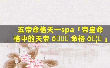 五帝命格天一spa「帝皇命格中的天帝 🐕 命格 🦈 」